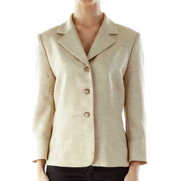 Tahari Jackets & Blazers - Tahari Beige Single-Breasted Blazer